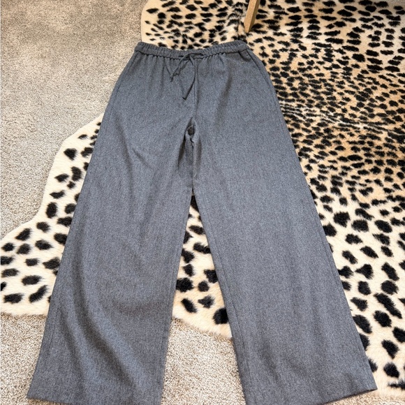 Sandro Pants - Sandro Paris Wool Charcoal Wide-Leg Women's Pants
